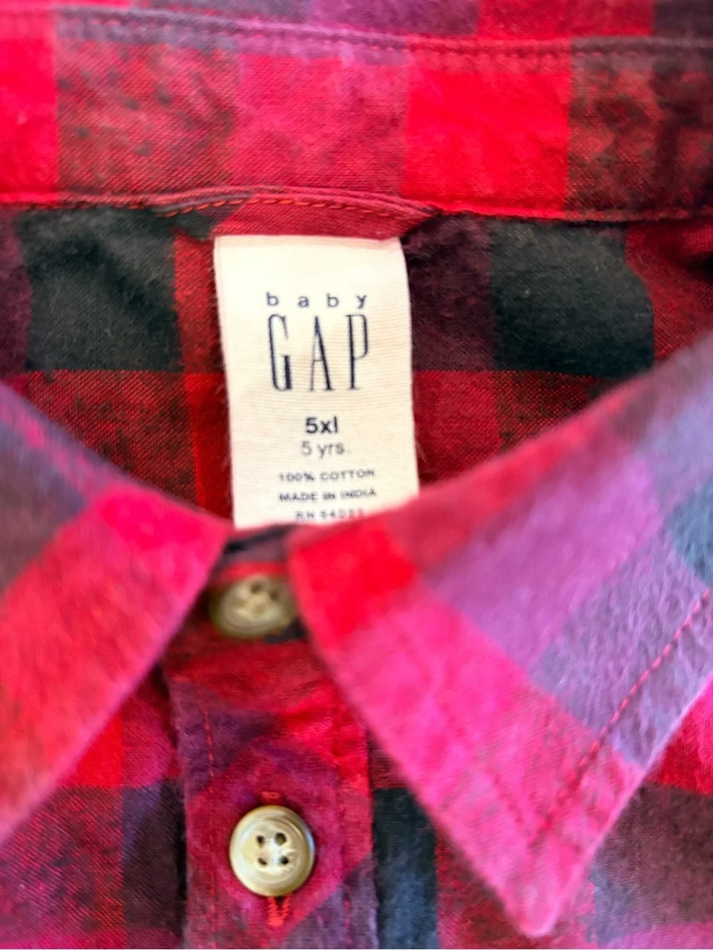 GAP Kids Red & Black Plaid Button-Down Shirt